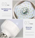 LED Bulb 6000K Daylight ABS Material Universal Voltage AC 85-265V 10000 Hours Lifespan Residential E26 - Image 4